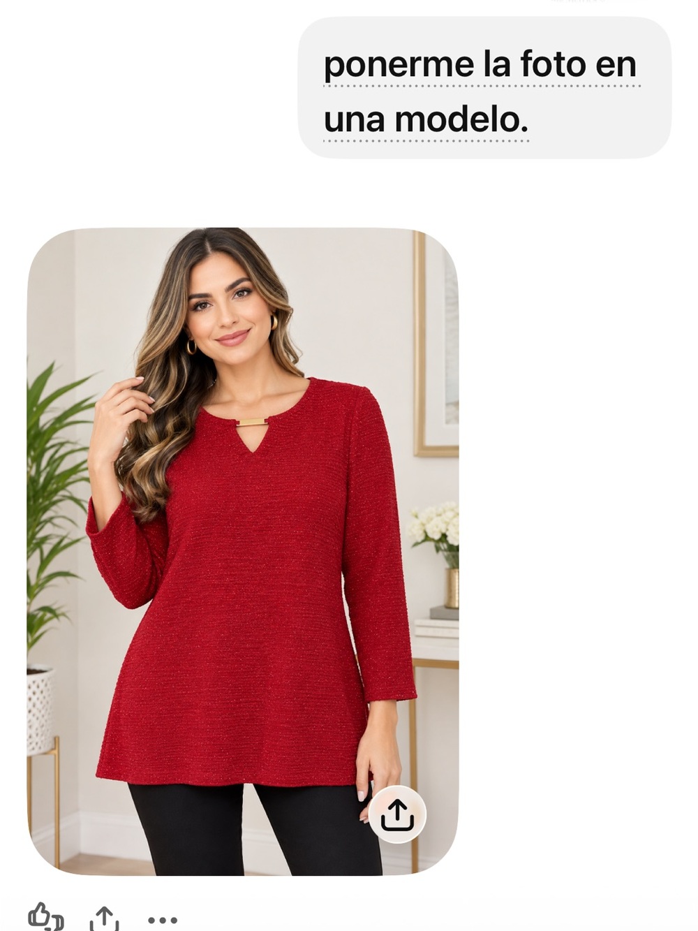 JM Collection Red Metallic Scoop-Neck Pullover size xl.